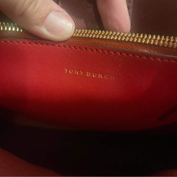 Tory Burch 2WAY Handbag Walker Small Satchel Red Gold Hardware Leather Luxury - Picture 6 of 10